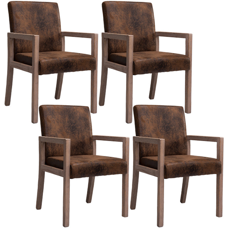 Contemporary Home Arm Chair Parsons Back Upholstered Wood Dining Room Chair Yellow-Brown 4 Piece Set Clearhalo ' kitchen&dining_furn' 'Dining Chairs' 'Dining Tables & Seating' 'dining_chair' 'furn' 'furn_dining_chair' 'Furniture' 'furniture_dining_chair' 'Kitchen & Dining Furniture' 'kitchen' 3483581