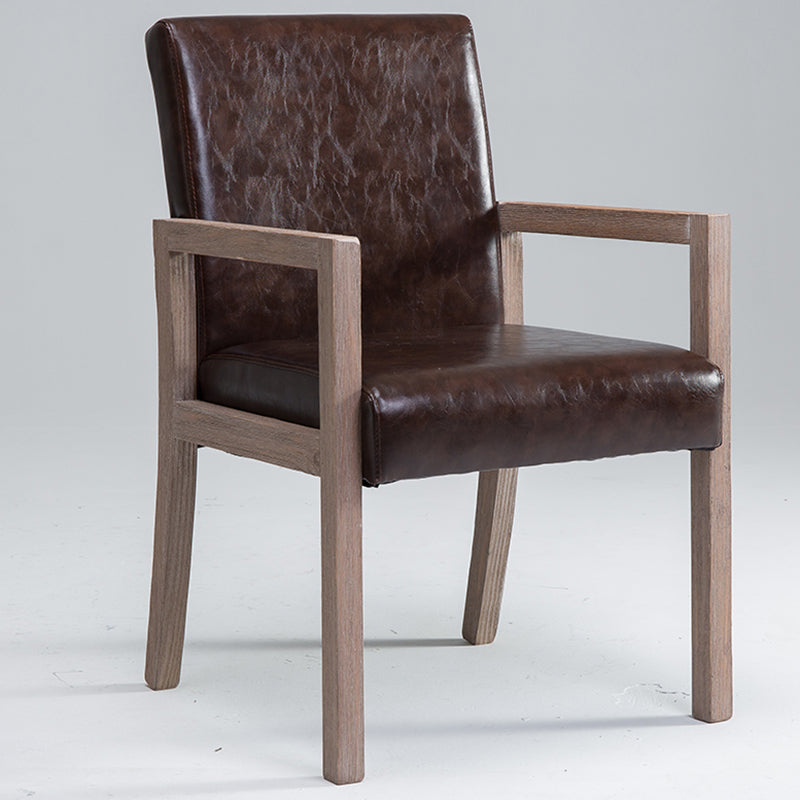 Contemporary Home Arm Chair Parsons Back Upholstered Wood Dining Room Chair Dark Coffee 1 Piece Clearhalo ' kitchen&dining_furn' 'Dining Chairs' 'Dining Tables & Seating' 'dining_chair' 'furn' 'furn_dining_chair' 'Furniture' 'furniture_dining_chair' 'Kitchen & Dining Furniture' 'kitchen' 3483583