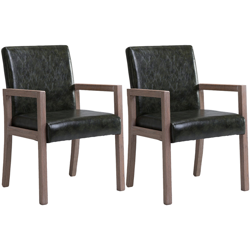 Contemporary Home Arm Chair Parsons Back Upholstered Wood Dining Room Chair Blackish Green 2 Piece Set Clearhalo ' kitchen&dining_furn' 'Dining Chairs' 'Dining Tables & Seating' 'dining_chair' 'furn' 'furn_dining_chair' 'Furniture' 'furniture_dining_chair' 'Kitchen & Dining Furniture' 'kitchen' 3483591