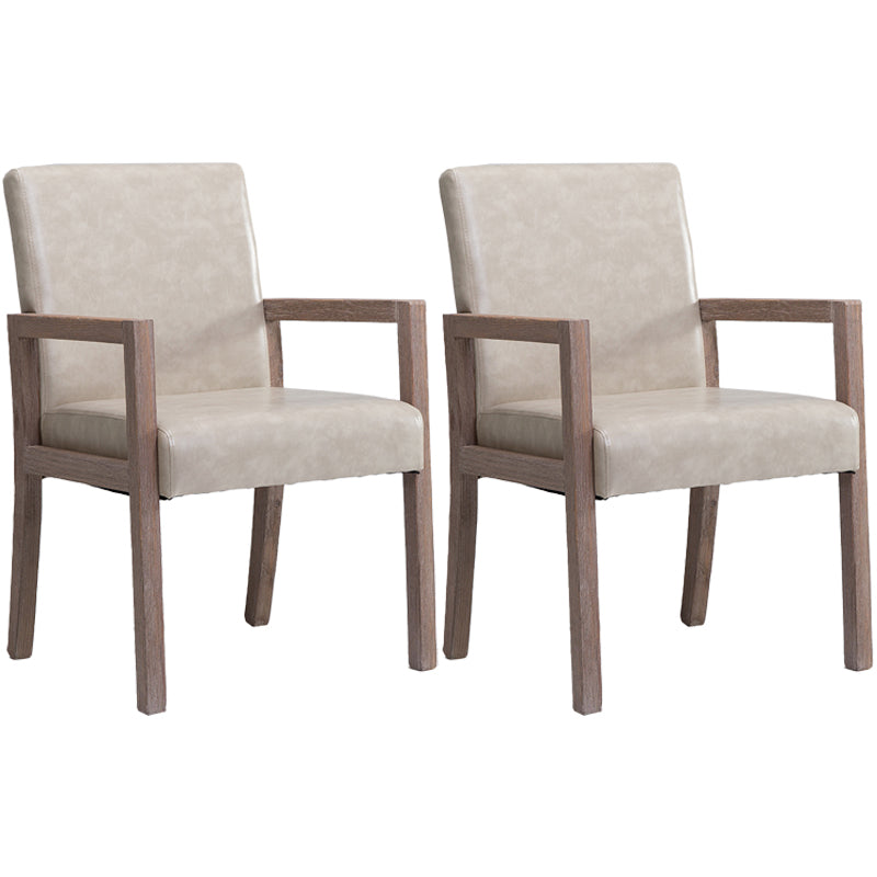 Contemporary Home Arm Chair Parsons Back Upholstered Wood Dining Room Chair Off-White 2 Piece Set Clearhalo ' kitchen&dining_furn' 'Dining Chairs' 'Dining Tables & Seating' 'dining_chair' 'furn' 'furn_dining_chair' 'Furniture' 'furniture_dining_chair' 'Kitchen & Dining Furniture' 'kitchen' 3483621