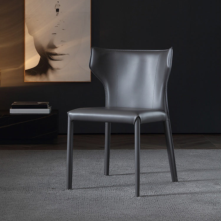 Contemporary Kitchen Solid Back Dining Side Chair Metal Dining Side Chair Clearhalo ' kitchen&dining_furn' 'Dining Chairs' 'Dining Tables & Seating' 'dining_chair' 'furn' 'furn_dining_chair' 'Furniture' 'furniture_dining_chair' 'Kitchen & Dining Furniture' 'kitchen' 3483650