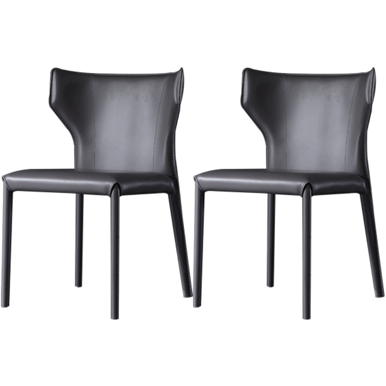 Contemporary Kitchen Solid Back Dining Side Chair Metal Dining Side Chair Grey 2 Piece Set Clearhalo ' kitchen&dining_furn' 'Dining Chairs' 'Dining Tables & Seating' 'dining_chair' 'furn' 'furn_dining_chair' 'Furniture' 'furniture_dining_chair' 'Kitchen & Dining Furniture' 'kitchen' 3483651
