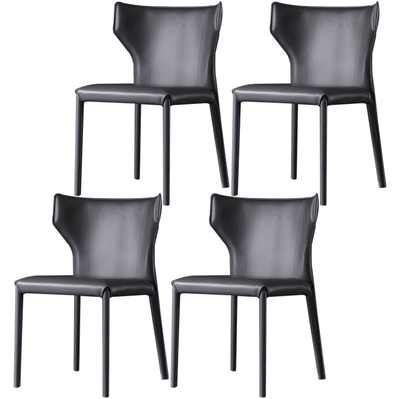 Contemporary Kitchen Solid Back Dining Side Chair Metal Dining Side Chair Grey 4 Piece Set Clearhalo ' kitchen&dining_furn' 'Dining Chairs' 'Dining Tables & Seating' 'dining_chair' 'furn' 'furn_dining_chair' 'Furniture' 'furniture_dining_chair' 'Kitchen & Dining Furniture' 'kitchen' 3483652