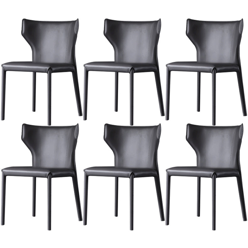 Contemporary Kitchen Solid Back Dining Side Chair Metal Dining Side Chair Grey 6 Piece Set Clearhalo ' kitchen&dining_furn' 'Dining Chairs' 'Dining Tables & Seating' 'dining_chair' 'furn' 'furn_dining_chair' 'Furniture' 'furniture_dining_chair' 'Kitchen & Dining Furniture' 'kitchen' 3483654
