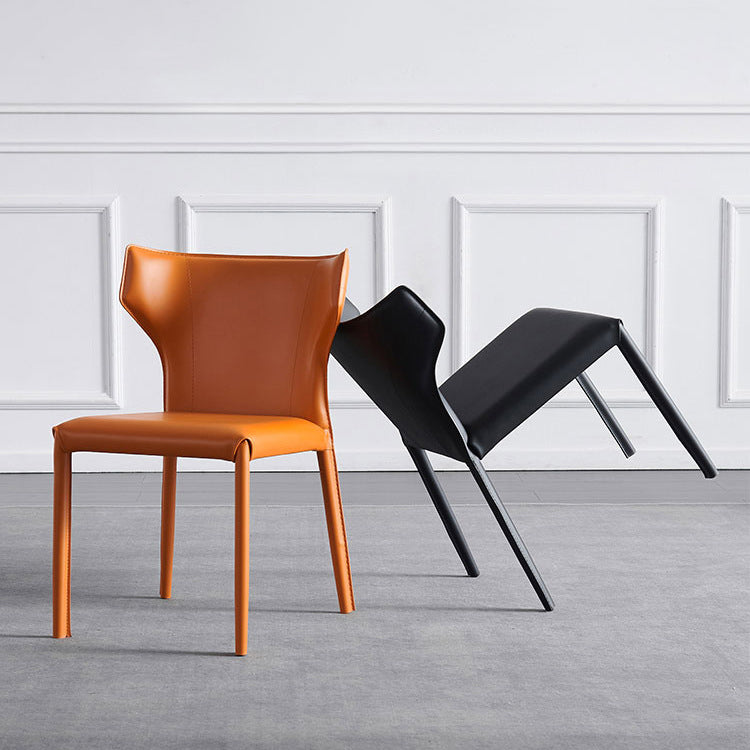 Contemporary Kitchen Solid Back Dining Side Chair Metal Dining Side Chair Clearhalo ' kitchen&dining_furn' 'Dining Chairs' 'Dining Tables & Seating' 'dining_chair' 'furn' 'furn_dining_chair' 'Furniture' 'furniture_dining_chair' 'Kitchen & Dining Furniture' 'kitchen' 3483655