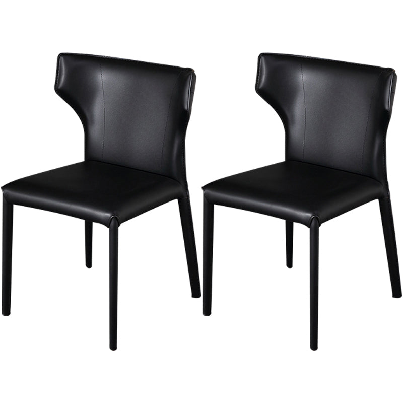 Contemporary Kitchen Solid Back Dining Side Chair Metal Dining Side Chair Black 2 Piece Set Clearhalo ' kitchen&dining_furn' 'Dining Chairs' 'Dining Tables & Seating' 'dining_chair' 'furn' 'furn_dining_chair' 'Furniture' 'furniture_dining_chair' 'Kitchen & Dining Furniture' 'kitchen' 3483657