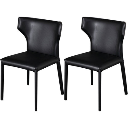 Contemporary Kitchen Solid Back Dining Side Chair Metal Dining Side Chair Black 2 Piece Set Clearhalo ' kitchen&dining_furn' 'Dining Chairs' 'Dining Tables & Seating' 'dining_chair' 'furn' 'furn_dining_chair' 'Furniture' 'furniture_dining_chair' 'Kitchen & Dining Furniture' 'kitchen' 3483657