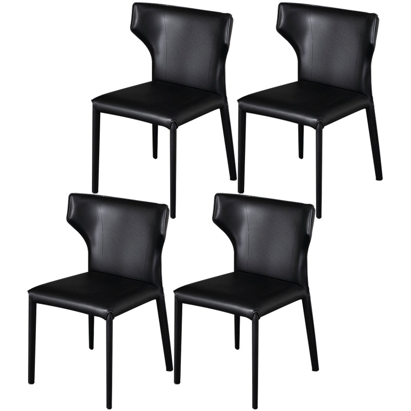 Contemporary Kitchen Solid Back Dining Side Chair Metal Dining Side Chair Black 4 Piece Set Clearhalo ' kitchen&dining_furn' 'Dining Chairs' 'Dining Tables & Seating' 'dining_chair' 'furn' 'furn_dining_chair' 'Furniture' 'furniture_dining_chair' 'Kitchen & Dining Furniture' 'kitchen' 3483658