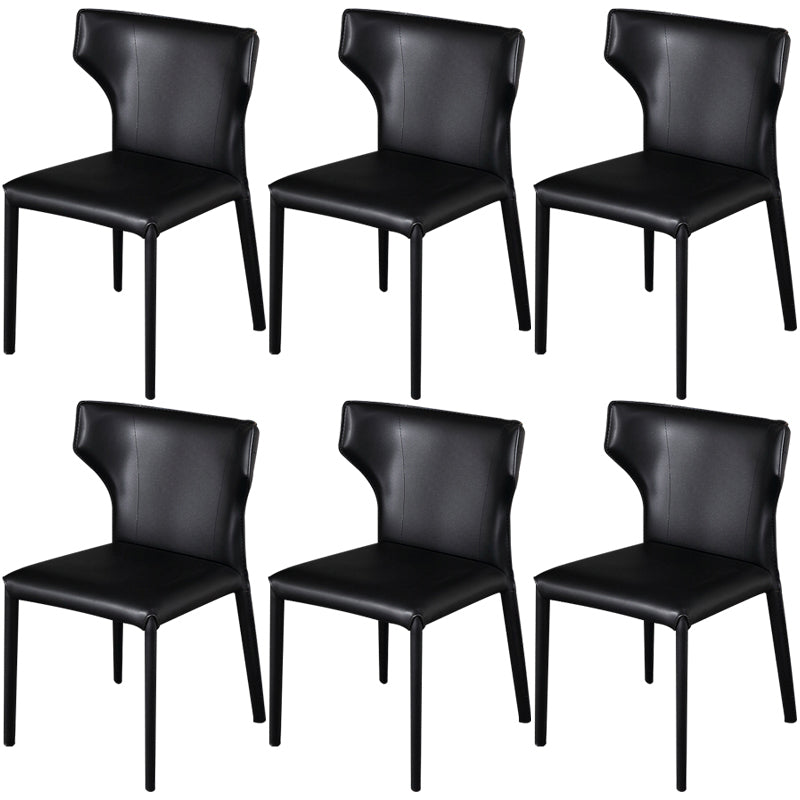 Contemporary Kitchen Solid Back Dining Side Chair Metal Dining Side Chair Black 6 Piece Set Clearhalo ' kitchen&dining_furn' 'Dining Chairs' 'Dining Tables & Seating' 'dining_chair' 'furn' 'furn_dining_chair' 'Furniture' 'furniture_dining_chair' 'Kitchen & Dining Furniture' 'kitchen' 3483660