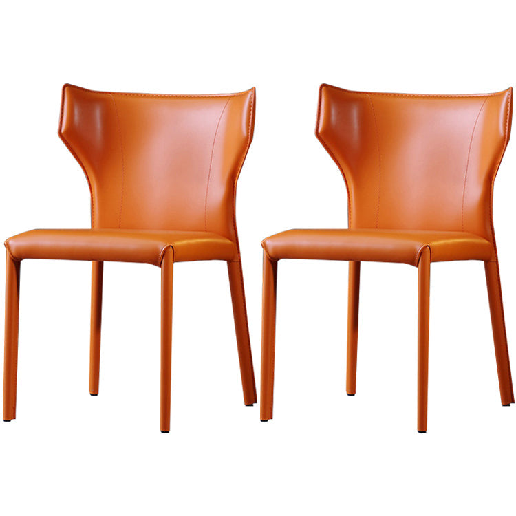 Contemporary Kitchen Solid Back Dining Side Chair Metal Dining Side Chair Orange 2 Piece Set Clearhalo ' kitchen&dining_furn' 'Dining Chairs' 'Dining Tables & Seating' 'dining_chair' 'furn' 'furn_dining_chair' 'Furniture' 'furniture_dining_chair' 'Kitchen & Dining Furniture' 'kitchen' 3483662