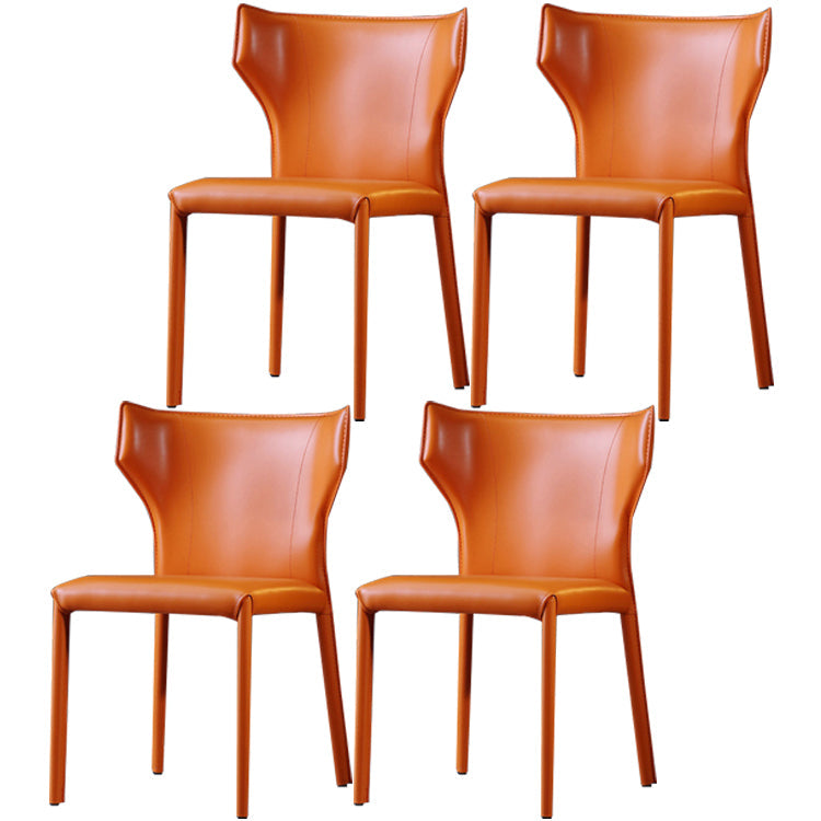 Contemporary Kitchen Solid Back Dining Side Chair Metal Dining Side Chair Orange 4 Piece Set Clearhalo ' kitchen&dining_furn' 'Dining Chairs' 'Dining Tables & Seating' 'dining_chair' 'furn' 'furn_dining_chair' 'Furniture' 'furniture_dining_chair' 'Kitchen & Dining Furniture' 'kitchen' 3483664