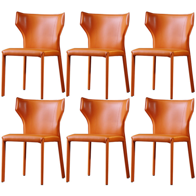 Contemporary Kitchen Solid Back Dining Side Chair Metal Dining Side Chair Orange 6 Piece Set Clearhalo ' kitchen&dining_furn' 'Dining Chairs' 'Dining Tables & Seating' 'dining_chair' 'furn' 'furn_dining_chair' 'Furniture' 'furniture_dining_chair' 'Kitchen & Dining Furniture' 'kitchen' 3483666
