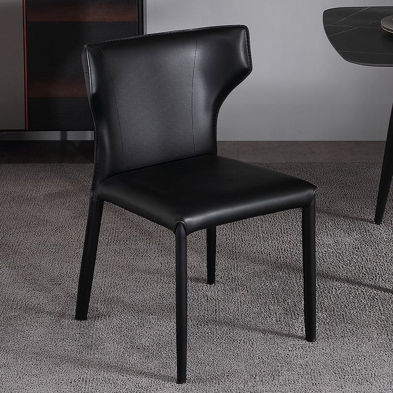 Contemporary Kitchen Solid Back Dining Side Chair Metal Dining Side Chair Clearhalo ' kitchen&dining_furn' 'Dining Chairs' 'Dining Tables & Seating' 'dining_chair' 'furn' 'furn_dining_chair' 'Furniture' 'furniture_dining_chair' 'Kitchen & Dining Furniture' 'kitchen' 3483670