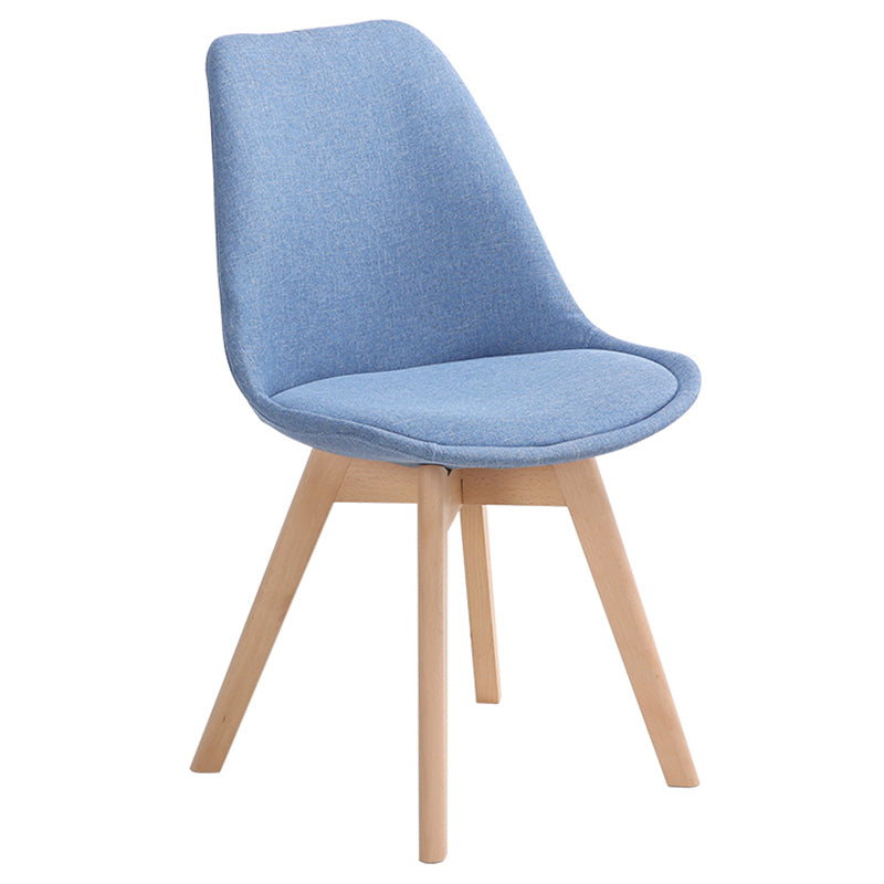 Scandinavian Dining Chair 17'' Wide Solid Back Chair with Wood Legs for Home Use Sky Blue Cotton and Linen 1 Piece Clearhalo ' kitchen&dining_furn' 'Dining Chairs' 'Dining Tables & Seating' 'dining_chair' 'Furniture' 'furniture_dining_chair' 'Kitchen & Dining Furniture' 'kitchen' 3483673