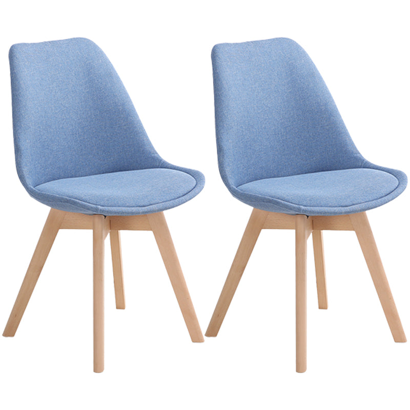 Scandinavian Dining Chair 17'' Wide Solid Back Chair with Wood Legs for Home Use Sky Blue Cotton and Linen Set of 2 Clearhalo ' kitchen&dining_furn' 'Dining Chairs' 'Dining Tables & Seating' 'dining_chair' 'Furniture' 'furniture_dining_chair' 'Kitchen & Dining Furniture' 'kitchen' 3483674
