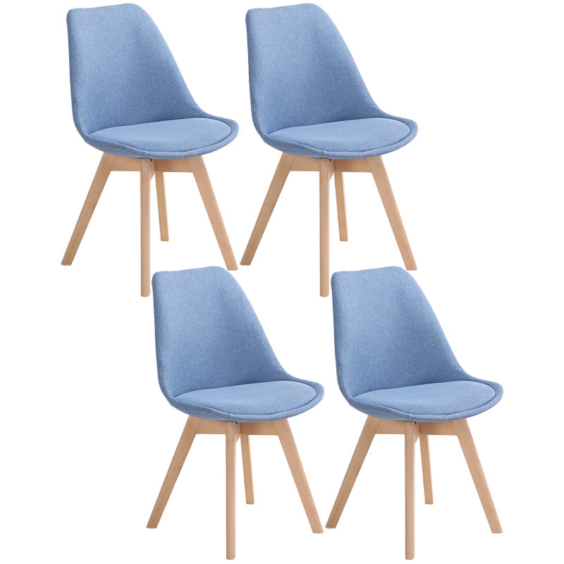 Scandinavian Dining Chair 17'' Wide Solid Back Chair with Wood Legs for Home Use Sky Blue Cotton and Linen Set of 4 Clearhalo ' kitchen&dining_furn' 'Dining Chairs' 'Dining Tables & Seating' 'dining_chair' 'Furniture' 'furniture_dining_chair' 'Kitchen & Dining Furniture' 'kitchen' 3483676