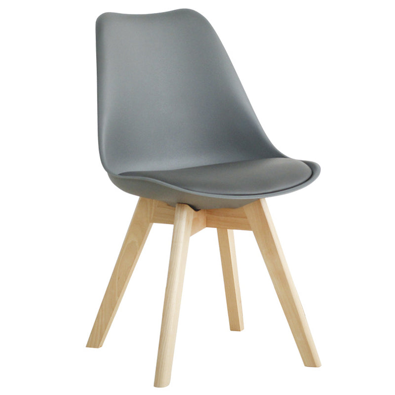 Scandinavian Dining Chair 17'' Wide Solid Back Chair with Wood Legs for Home Use Grey Plastic 1 Piece Clearhalo ' kitchen&dining_furn' 'Dining Chairs' 'Dining Tables & Seating' 'dining_chair' 'Furniture' 'furniture_dining_chair' 'Kitchen & Dining Furniture' 'kitchen' 3483678
