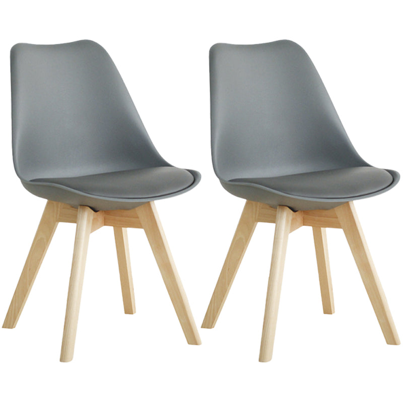 Scandinavian Dining Chair 17'' Wide Solid Back Chair with Wood Legs for Home Use Grey Plastic Set of 2 Clearhalo ' kitchen&dining_furn' 'Dining Chairs' 'Dining Tables & Seating' 'dining_chair' 'Furniture' 'furniture_dining_chair' 'Kitchen & Dining Furniture' 'kitchen' 3483680