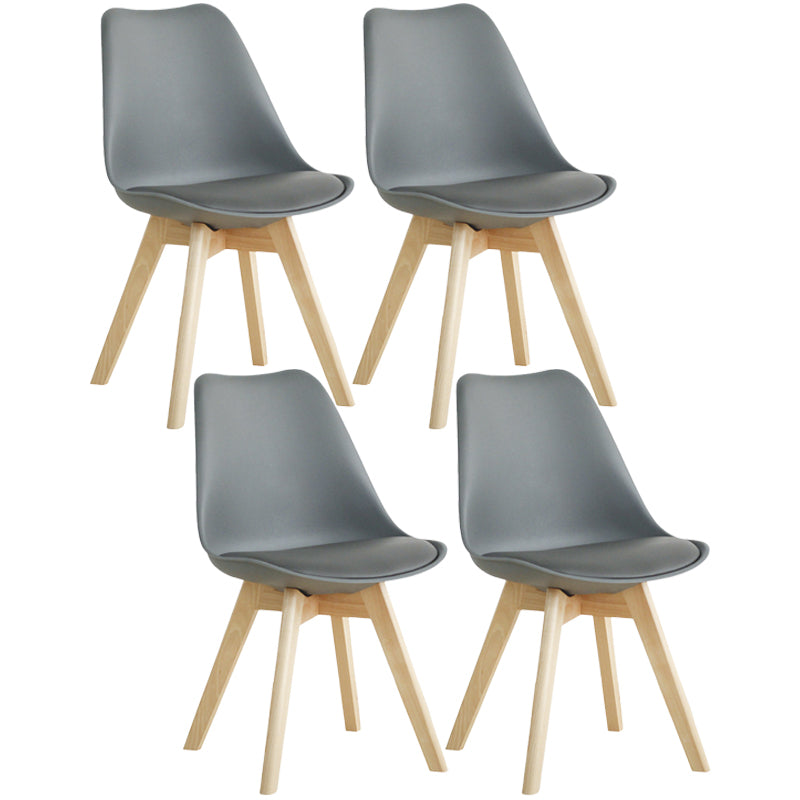 Scandinavian Dining Chair 17'' Wide Solid Back Chair with Wood Legs for Home Use Grey Plastic Set of 4 Clearhalo ' kitchen&dining_furn' 'Dining Chairs' 'Dining Tables & Seating' 'dining_chair' 'Furniture' 'furniture_dining_chair' 'Kitchen & Dining Furniture' 'kitchen' 3483682