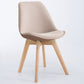 Scandinavian Dining Chair 17'' Wide Solid Back Chair with Wood Legs for Home Use Khaki Cotton and Linen 1 Piece Clearhalo ' kitchen&dining_furn' 'Dining Chairs' 'Dining Tables & Seating' 'dining_chair' 'Furniture' 'furniture_dining_chair' 'Kitchen & Dining Furniture' 'kitchen' 3483684