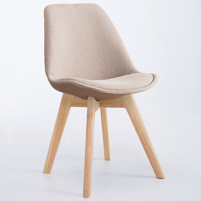 Scandinavian Dining Chair 17'' Wide Solid Back Chair with Wood Legs for Home Use Khaki Cotton and Linen 1 Piece Clearhalo ' kitchen&dining_furn' 'Dining Chairs' 'Dining Tables & Seating' 'dining_chair' 'Furniture' 'furniture_dining_chair' 'Kitchen & Dining Furniture' 'kitchen' 3483684