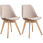 Scandinavian Dining Chair 17'' Wide Solid Back Chair with Wood Legs for Home Use Khaki Cotton and Linen Set of 2 Clearhalo ' kitchen&dining_furn' 'Dining Chairs' 'Dining Tables & Seating' 'dining_chair' 'Furniture' 'furniture_dining_chair' 'Kitchen & Dining Furniture' 'kitchen' 3483687