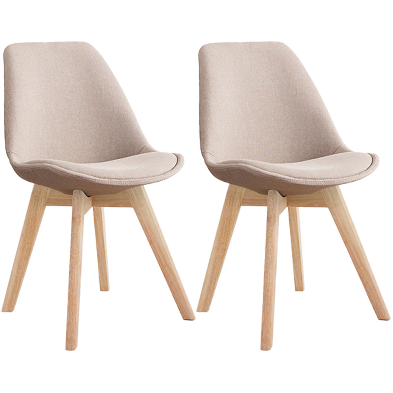 Scandinavian Dining Chair 17'' Wide Solid Back Chair with Wood Legs for Home Use Khaki Cotton and Linen Set of 2 Clearhalo ' kitchen&dining_furn' 'Dining Chairs' 'Dining Tables & Seating' 'dining_chair' 'Furniture' 'furniture_dining_chair' 'Kitchen & Dining Furniture' 'kitchen' 3483687