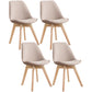 Scandinavian Dining Chair 17'' Wide Solid Back Chair with Wood Legs for Home Use Khaki Cotton and Linen Set of 4 Clearhalo ' kitchen&dining_furn' 'Dining Chairs' 'Dining Tables & Seating' 'dining_chair' 'Furniture' 'furniture_dining_chair' 'Kitchen & Dining Furniture' 'kitchen' 3483688