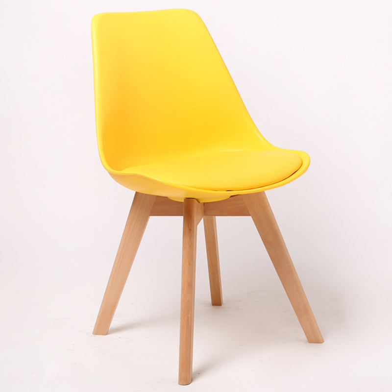 Scandinavian Dining Chair 17'' Wide Solid Back Chair with Wood Legs for Home Use Yellow Plastic 1 Piece Clearhalo ' kitchen&dining_furn' 'Dining Chairs' 'Dining Tables & Seating' 'dining_chair' 'Furniture' 'furniture_dining_chair' 'Kitchen & Dining Furniture' 'kitchen' 3483689