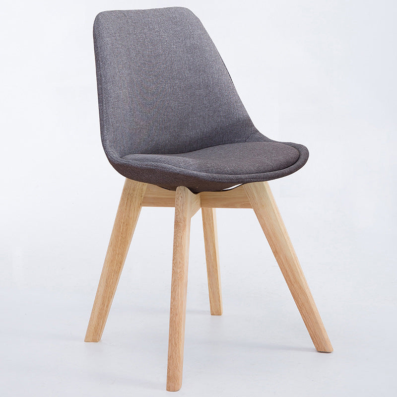 Scandinavian Dining Chair 17'' Wide Solid Back Chair with Wood Legs for Home Use Dark Gray Cotton and Linen 1 Piece Clearhalo ' kitchen&dining_furn' 'Dining Chairs' 'Dining Tables & Seating' 'dining_chair' 'Furniture' 'furniture_dining_chair' 'Kitchen & Dining Furniture' 'kitchen' 3483692