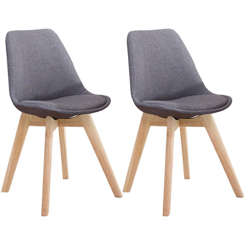 Scandinavian Dining Chair 17'' Wide Solid Back Chair with Wood Legs for Home Use Dark Gray Cotton and Linen Set of 2 Clearhalo ' kitchen&dining_furn' 'Dining Chairs' 'Dining Tables & Seating' 'dining_chair' 'Furniture' 'furniture_dining_chair' 'Kitchen & Dining Furniture' 'kitchen' 3483693
