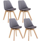 Scandinavian Dining Chair 17'' Wide Solid Back Chair with Wood Legs for Home Use Dark Gray Cotton and Linen Set of 4 Clearhalo ' kitchen&dining_furn' 'Dining Chairs' 'Dining Tables & Seating' 'dining_chair' 'Furniture' 'furniture_dining_chair' 'Kitchen & Dining Furniture' 'kitchen' 3483694