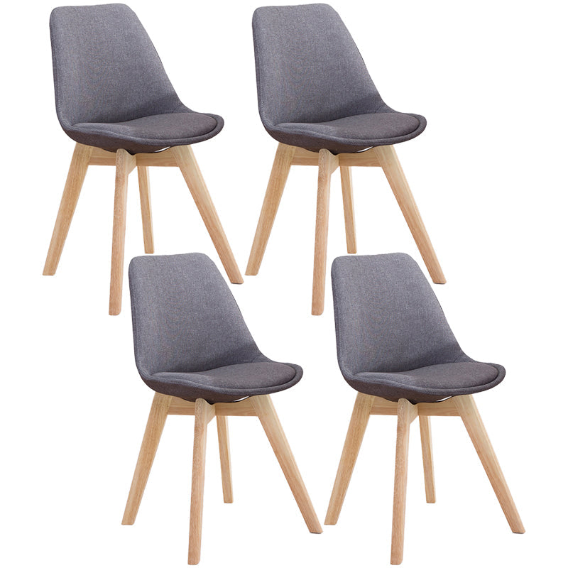 Scandinavian Dining Chair 17'' Wide Solid Back Chair with Wood Legs for Home Use Dark Gray Cotton and Linen Set of 4 Clearhalo ' kitchen&dining_furn' 'Dining Chairs' 'Dining Tables & Seating' 'dining_chair' 'Furniture' 'furniture_dining_chair' 'Kitchen & Dining Furniture' 'kitchen' 3483694