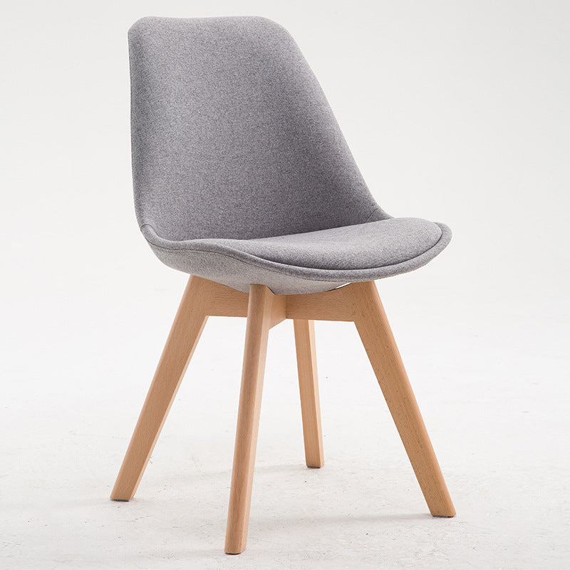 Scandinavian Dining Chair 17'' Wide Solid Back Chair with Wood Legs for Home Use Light Gray Cotton and Linen 1 Piece Clearhalo ' kitchen&dining_furn' 'Dining Chairs' 'Dining Tables & Seating' 'dining_chair' 'Furniture' 'furniture_dining_chair' 'Kitchen & Dining Furniture' 'kitchen' 3483695