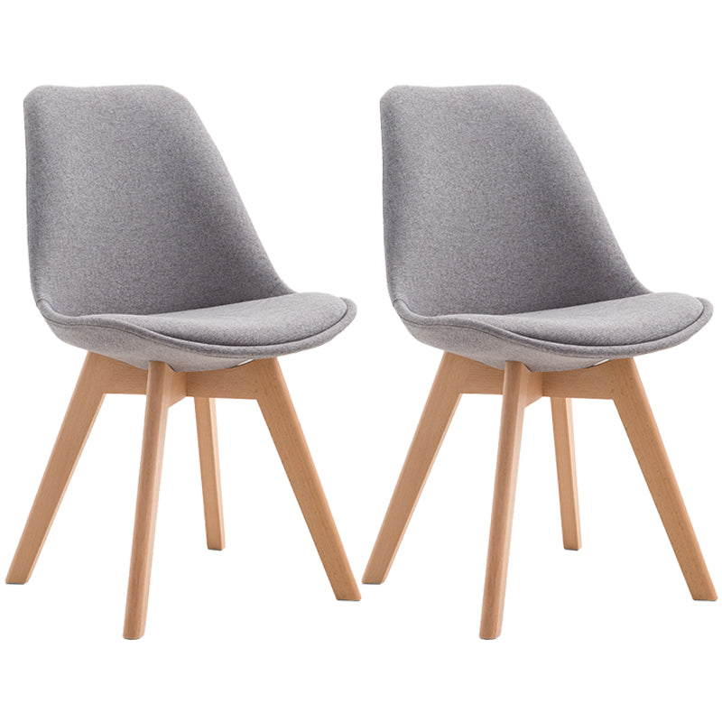Scandinavian Dining Chair 17'' Wide Solid Back Chair with Wood Legs for Home Use Light Gray Cotton and Linen Set of 2 Clearhalo ' kitchen&dining_furn' 'Dining Chairs' 'Dining Tables & Seating' 'dining_chair' 'Furniture' 'furniture_dining_chair' 'Kitchen & Dining Furniture' 'kitchen' 3483696