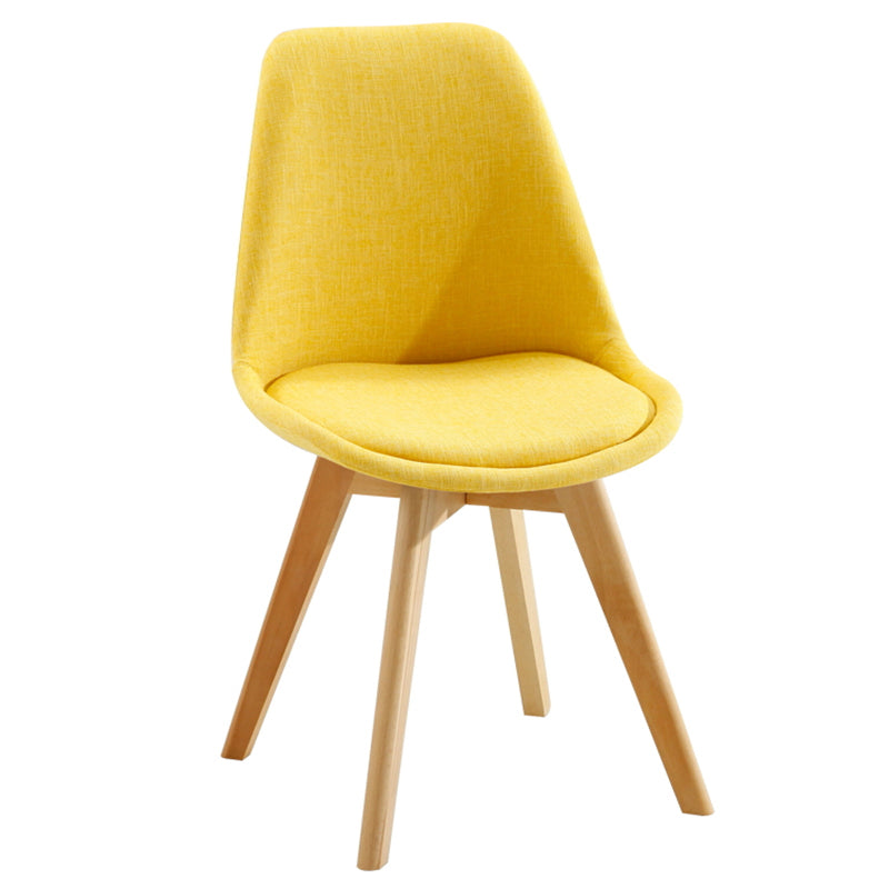 Scandinavian Dining Chair 17'' Wide Solid Back Chair with Wood Legs for Home Use Yellow Cotton and Linen 1 Piece Clearhalo ' kitchen&dining_furn' 'Dining Chairs' 'Dining Tables & Seating' 'dining_chair' 'Furniture' 'furniture_dining_chair' 'Kitchen & Dining Furniture' 'kitchen' 3483698