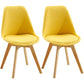 Scandinavian Dining Chair 17'' Wide Solid Back Chair with Wood Legs for Home Use Yellow Cotton and Linen Set of 2 Clearhalo ' kitchen&dining_furn' 'Dining Chairs' 'Dining Tables & Seating' 'dining_chair' 'Furniture' 'furniture_dining_chair' 'Kitchen & Dining Furniture' 'kitchen' 3483699