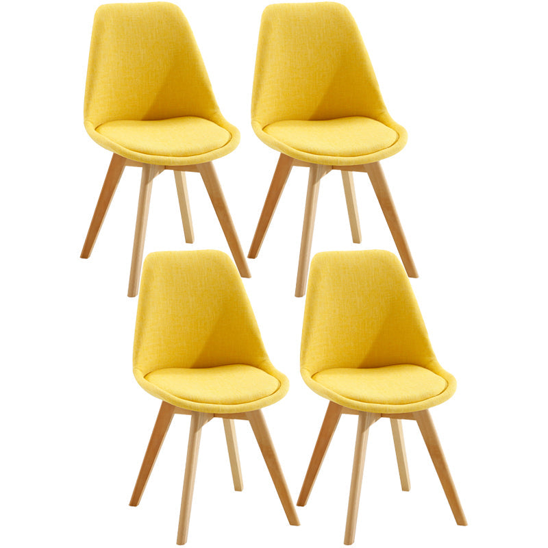 Scandinavian Dining Chair 17'' Wide Solid Back Chair with Wood Legs for Home Use Yellow Cotton and Linen Set of 4 Clearhalo ' kitchen&dining_furn' 'Dining Chairs' 'Dining Tables & Seating' 'dining_chair' 'Furniture' 'furniture_dining_chair' 'Kitchen & Dining Furniture' 'kitchen' 3483700