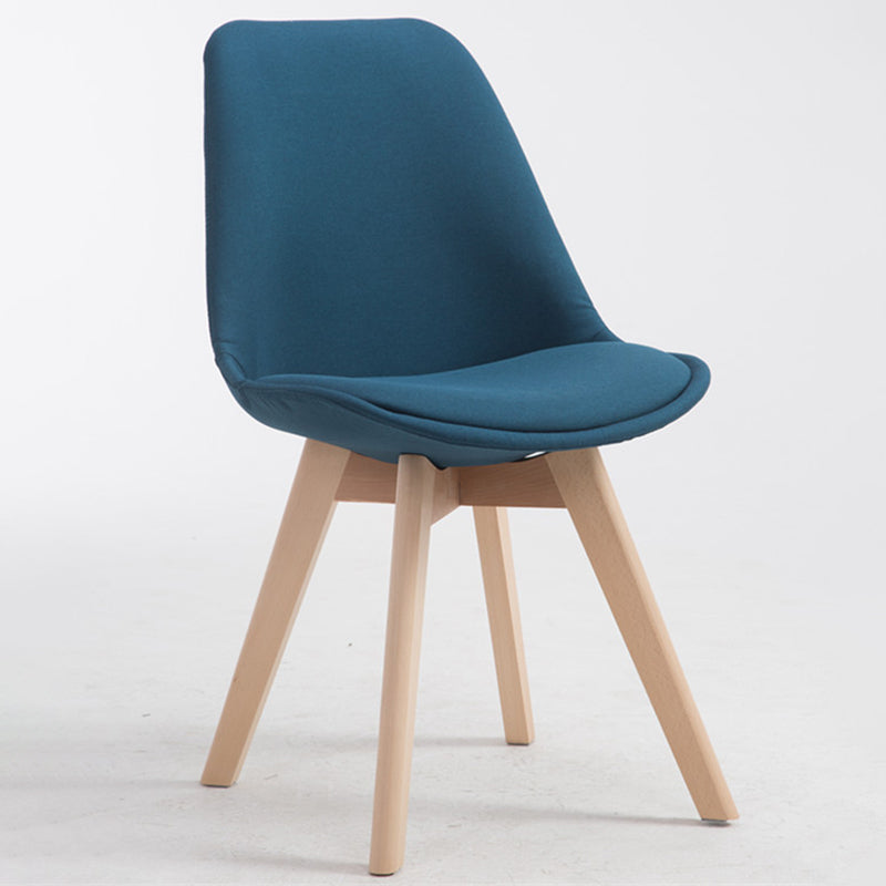 Scandinavian Dining Chair 17'' Wide Solid Back Chair with Wood Legs for Home Use Royal Blue Cotton and Linen 1 Piece Clearhalo ' kitchen&dining_furn' 'Dining Chairs' 'Dining Tables & Seating' 'dining_chair' 'Furniture' 'furniture_dining_chair' 'Kitchen & Dining Furniture' 'kitchen' 3483701