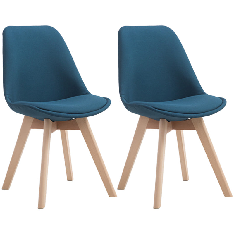 Scandinavian Dining Chair 17'' Wide Solid Back Chair with Wood Legs for Home Use Royal Blue Cotton and Linen Set of 2 Clearhalo ' kitchen&dining_furn' 'Dining Chairs' 'Dining Tables & Seating' 'dining_chair' 'Furniture' 'furniture_dining_chair' 'Kitchen & Dining Furniture' 'kitchen' 3483702