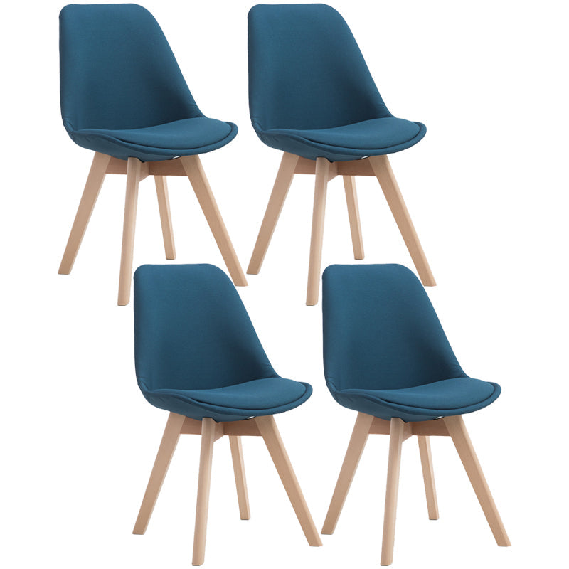 Scandinavian Dining Chair 17'' Wide Solid Back Chair with Wood Legs for Home Use Royal Blue Cotton and Linen Set of 4 Clearhalo ' kitchen&dining_furn' 'Dining Chairs' 'Dining Tables & Seating' 'dining_chair' 'Furniture' 'furniture_dining_chair' 'Kitchen & Dining Furniture' 'kitchen' 3483703