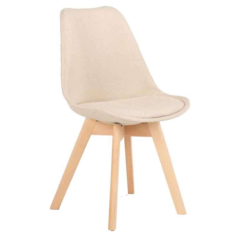 Scandinavian Dining Chair 17'' Wide Solid Back Chair with Wood Legs for Home Use Off-White Cotton and Linen 1 Piece Clearhalo ' kitchen&dining_furn' 'Dining Chairs' 'Dining Tables & Seating' 'dining_chair' 'Furniture' 'furniture_dining_chair' 'Kitchen & Dining Furniture' 'kitchen' 3483704