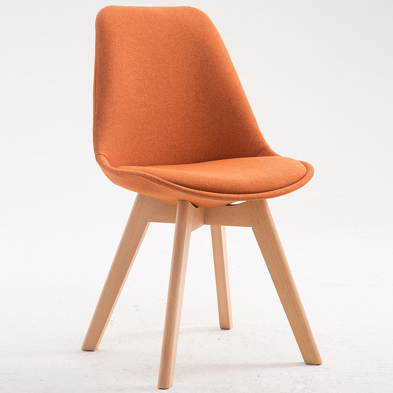 Scandinavian Dining Chair 17'' Wide Solid Back Chair with Wood Legs for Home Use Orange Cotton and Linen 1 Piece Clearhalo ' kitchen&dining_furn' 'Dining Chairs' 'Dining Tables & Seating' 'dining_chair' 'Furniture' 'furniture_dining_chair' 'Kitchen & Dining Furniture' 'kitchen' 3483707