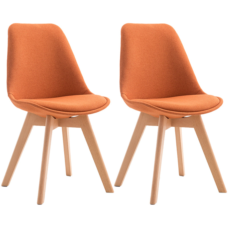 Scandinavian Dining Chair 17'' Wide Solid Back Chair with Wood Legs for Home Use Orange Cotton and Linen Set of 2 Clearhalo ' kitchen&dining_furn' 'Dining Chairs' 'Dining Tables & Seating' 'dining_chair' 'Furniture' 'furniture_dining_chair' 'Kitchen & Dining Furniture' 'kitchen' 3483708