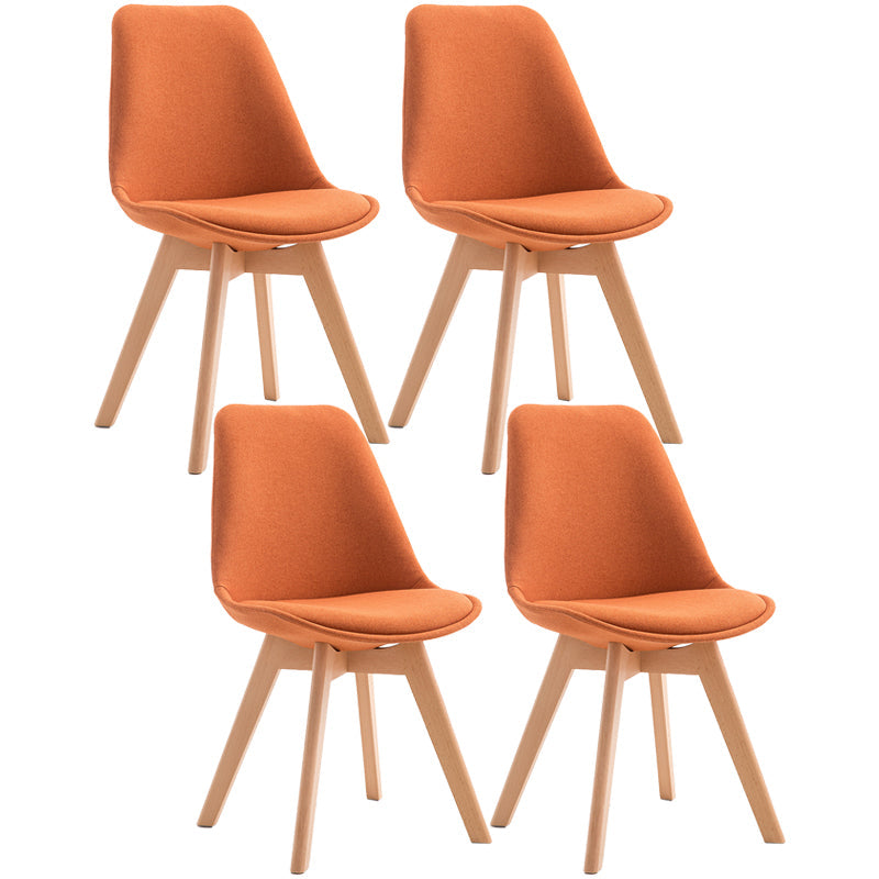 Scandinavian Dining Chair 17'' Wide Solid Back Chair with Wood Legs for Home Use Orange Cotton and Linen Set of 4 Clearhalo ' kitchen&dining_furn' 'Dining Chairs' 'Dining Tables & Seating' 'dining_chair' 'Furniture' 'furniture_dining_chair' 'Kitchen & Dining Furniture' 'kitchen' 3483709