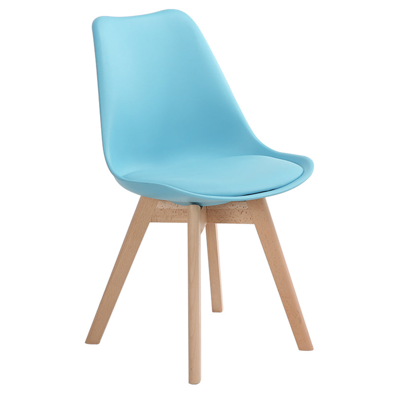 Scandinavian Dining Chair 17'' Wide Solid Back Chair with Wood Legs for Home Use Blue Plastic 1 Piece Clearhalo ' kitchen&dining_furn' 'Dining Chairs' 'Dining Tables & Seating' 'dining_chair' 'Furniture' 'furniture_dining_chair' 'Kitchen & Dining Furniture' 'kitchen' 3483710