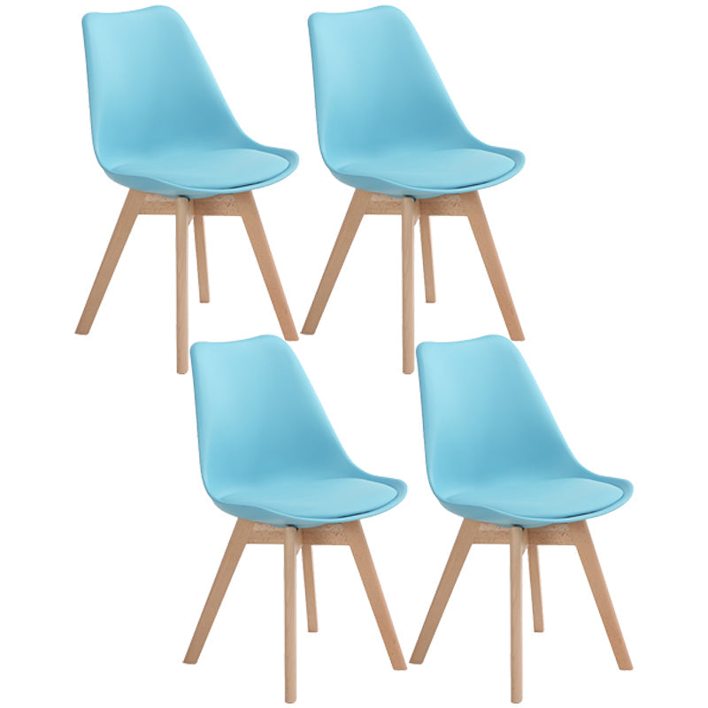 Scandinavian Dining Chair 17'' Wide Solid Back Chair with Wood Legs for Home Use Blue Plastic Set of 4 Clearhalo ' kitchen&dining_furn' 'Dining Chairs' 'Dining Tables & Seating' 'dining_chair' 'Furniture' 'furniture_dining_chair' 'Kitchen & Dining Furniture' 'kitchen' 3483712
