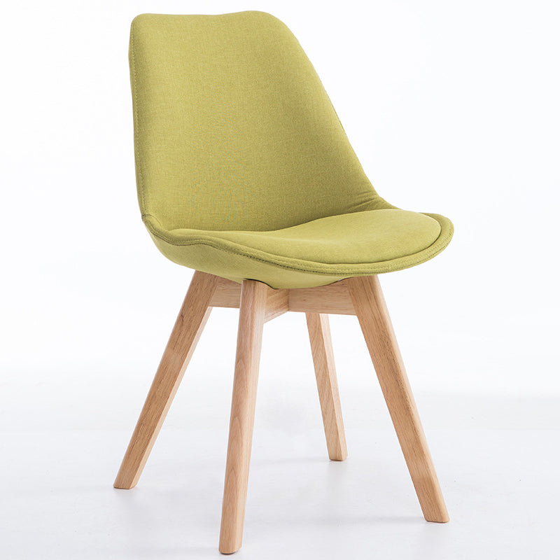 Scandinavian Dining Chair 17'' Wide Solid Back Chair with Wood Legs for Home Use Green Cotton and Linen 1 Piece Clearhalo ' kitchen&dining_furn' 'Dining Chairs' 'Dining Tables & Seating' 'dining_chair' 'Furniture' 'furniture_dining_chair' 'Kitchen & Dining Furniture' 'kitchen' 3483713