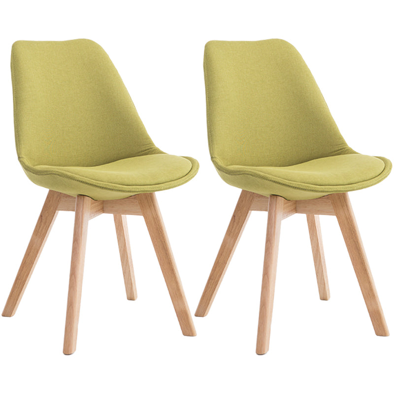 Scandinavian Dining Chair 17'' Wide Solid Back Chair with Wood Legs for Home Use Green Cotton and Linen Set of 2 Clearhalo ' kitchen&dining_furn' 'Dining Chairs' 'Dining Tables & Seating' 'dining_chair' 'Furniture' 'furniture_dining_chair' 'Kitchen & Dining Furniture' 'kitchen' 3483714