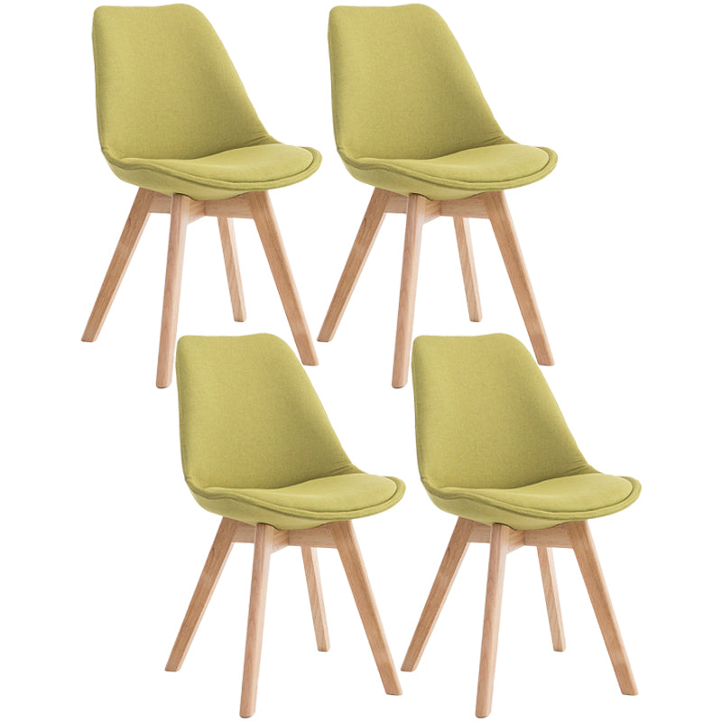 Scandinavian Dining Chair 17'' Wide Solid Back Chair with Wood Legs for Home Use Green Cotton and Linen Set of 4 Clearhalo ' kitchen&dining_furn' 'Dining Chairs' 'Dining Tables & Seating' 'dining_chair' 'Furniture' 'furniture_dining_chair' 'Kitchen & Dining Furniture' 'kitchen' 3483715